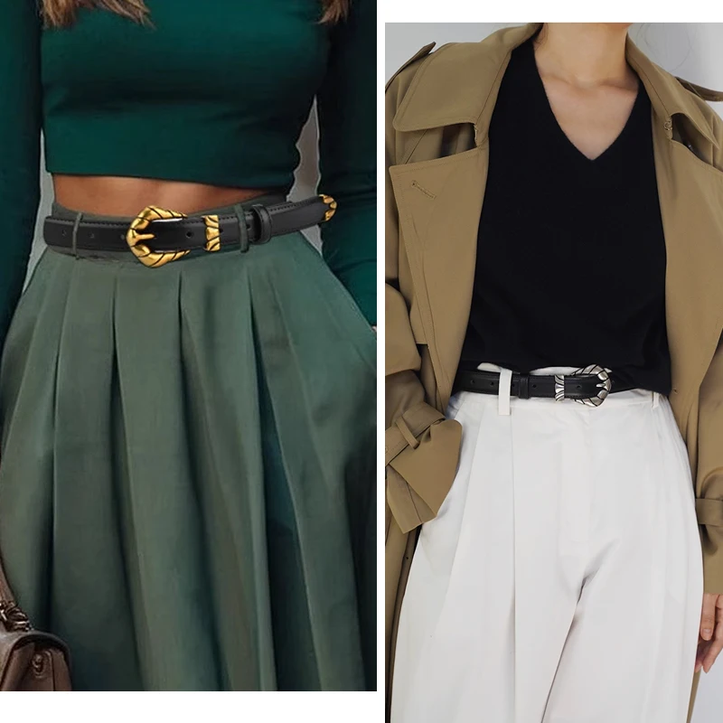

Fashion Cowhide Real leather belt For Women Snake Bucket Luxury Desiner Girdle Elegant Belt Female Jeans Belt Golden Waistband