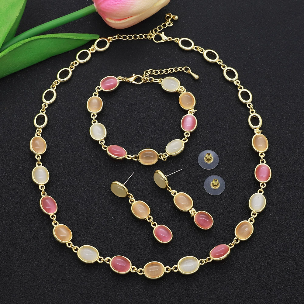 

Italian Hot Selling Elegant Jewelry Set Necklace Earring Bracelet Elegant European Luxury Design for Ladies Party Wedding