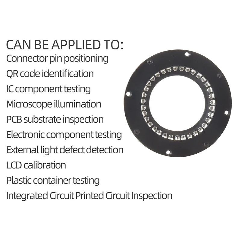 Visión de máquina 0 °   Anillo de luz: ideal para una iluminación uniforme de inspección de productos de larga y corta distancia para una detección clara