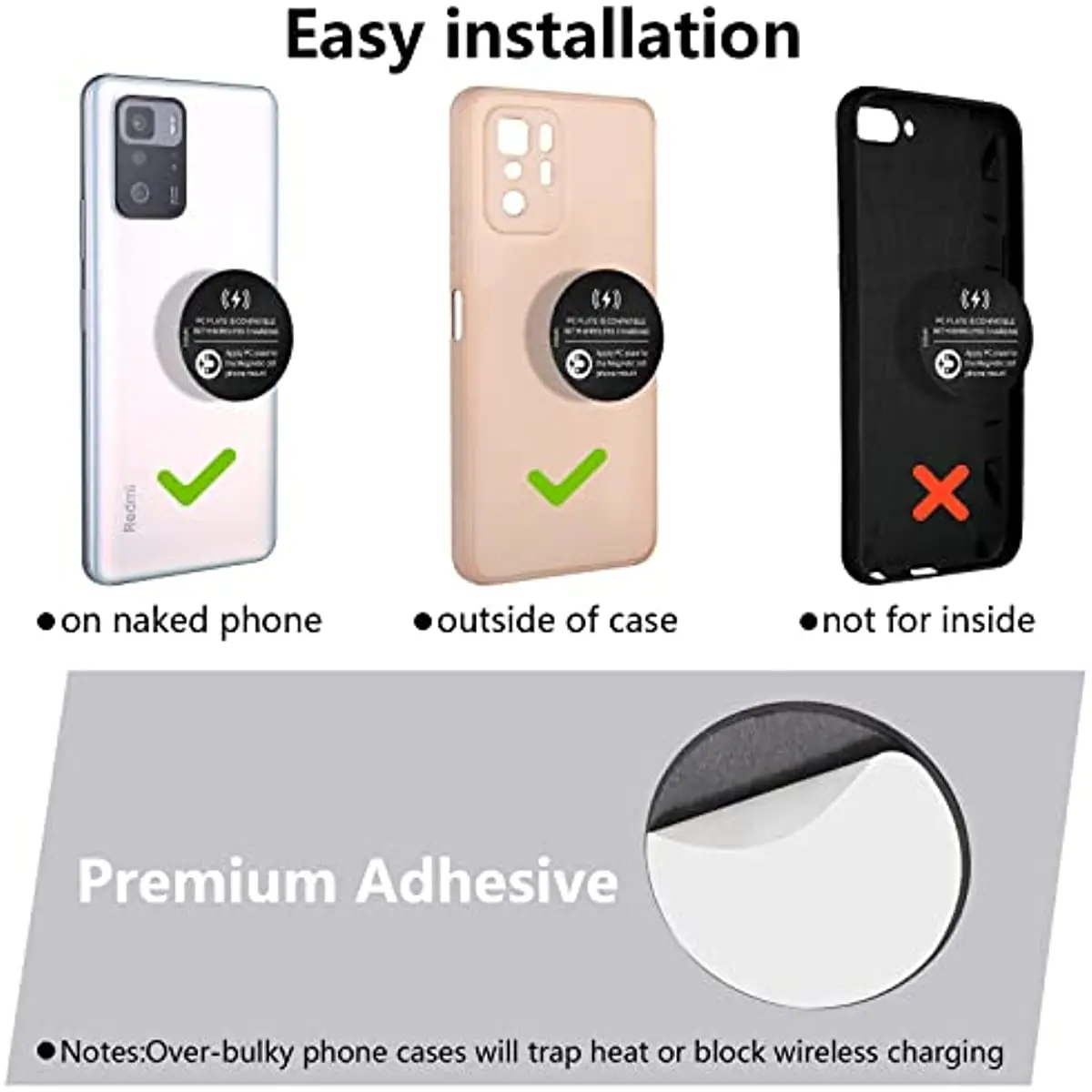 12 Pcs Metal Plate for Phone Magnet Wireless Charging Compatible Phone Magnet Sticker for magnetic cell phone car mounts