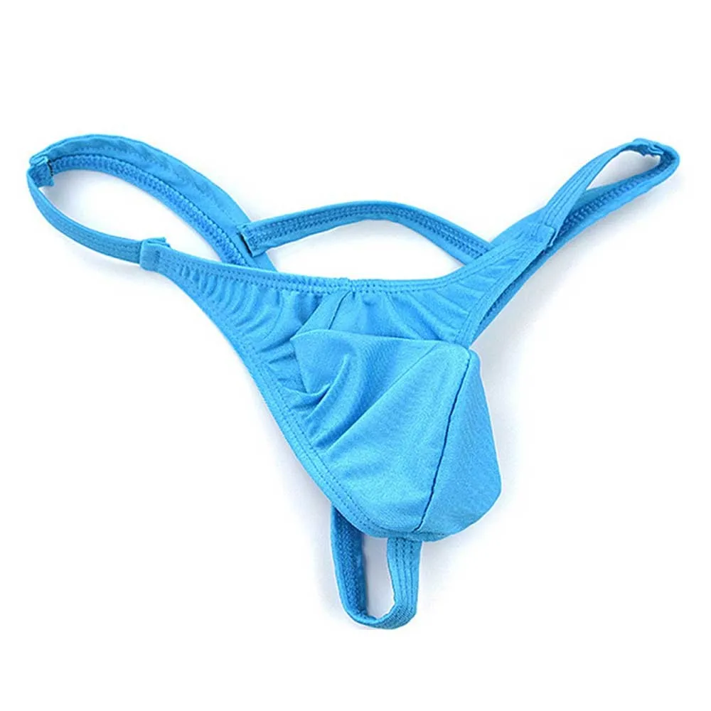 1pc Purple Yellow Red Men G-string Thong Jockstrap Pouch Bikini Underwear Sissy Briefs Elastic Fabric Panties