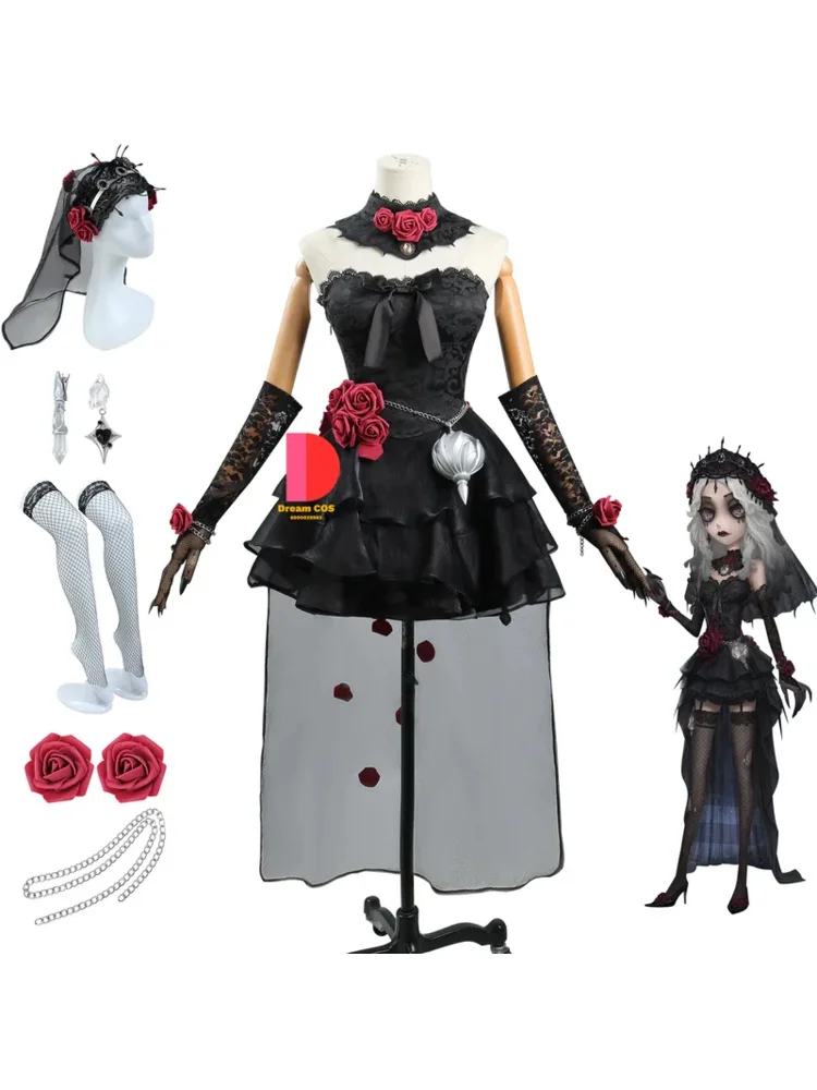 Identiteit V Ada Messmer Emile Cosplay Kostuum voor Vrouwen en Mannen Black Rose Jurk Halloween Kerstmis Nieuwjaar Carnaval Party #   1 - afbeelding 2
