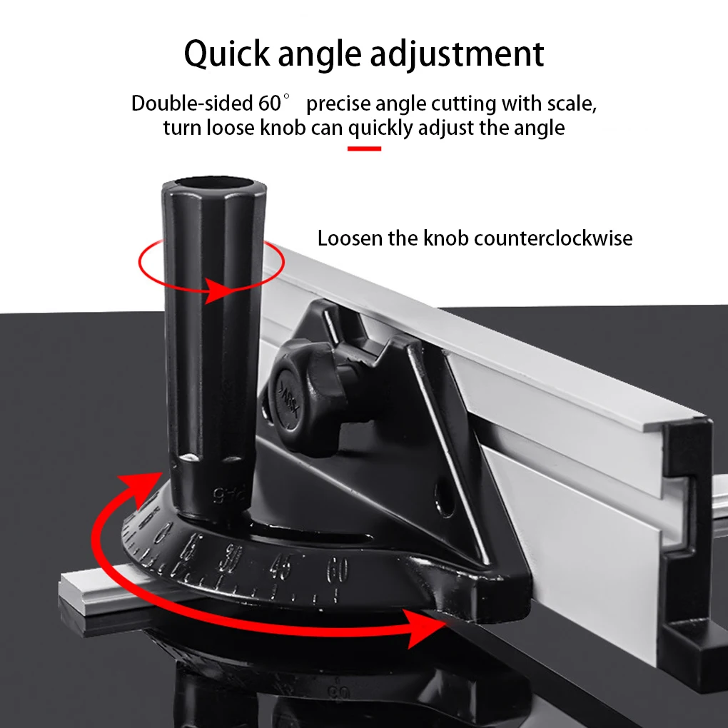 Bench Saw Mitre Gauge Anti-rust Adjustable 60 Degree Detachable Graduated DIY Woodworking Rotary Knob Ruler Tool