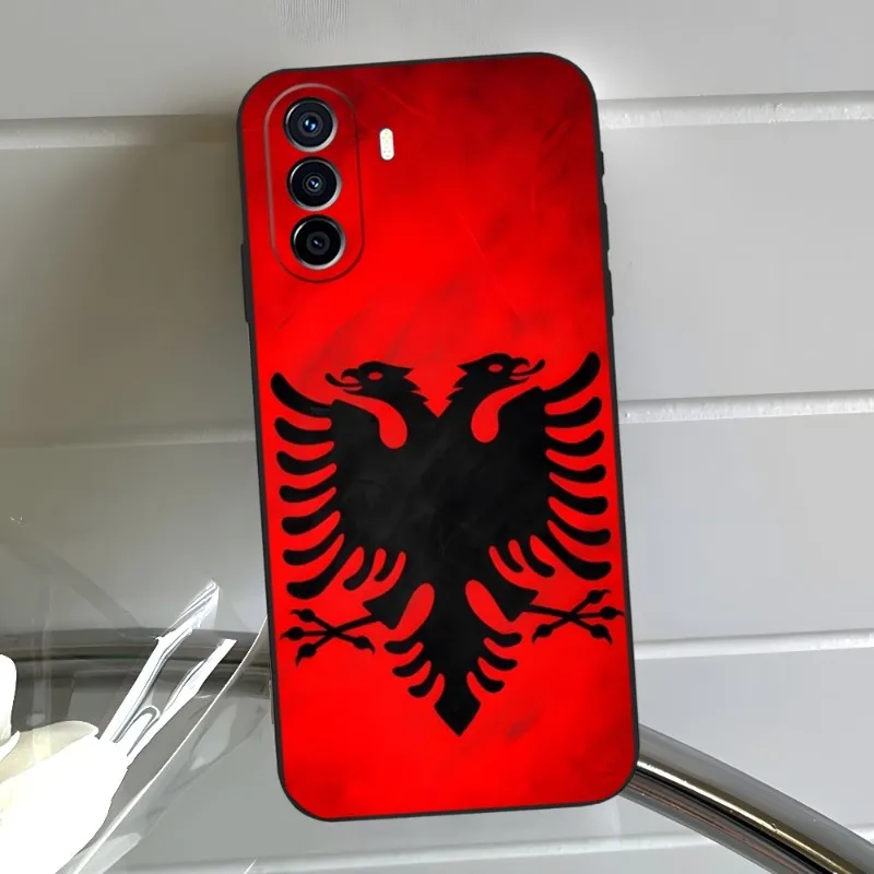 Albania Flag Eagle Phone Case For Huawei P50 P30 P40 Mate 30 50 40 NOVA 10 9 8 Pro Plus Black Soft Cover image 6