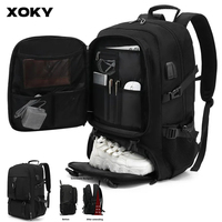 XOKY 50/80L Large Travel Backpack Men Separate Shoe Compartment Business Bag Outdoor Sport Waterproof Man Black Storage Backpack