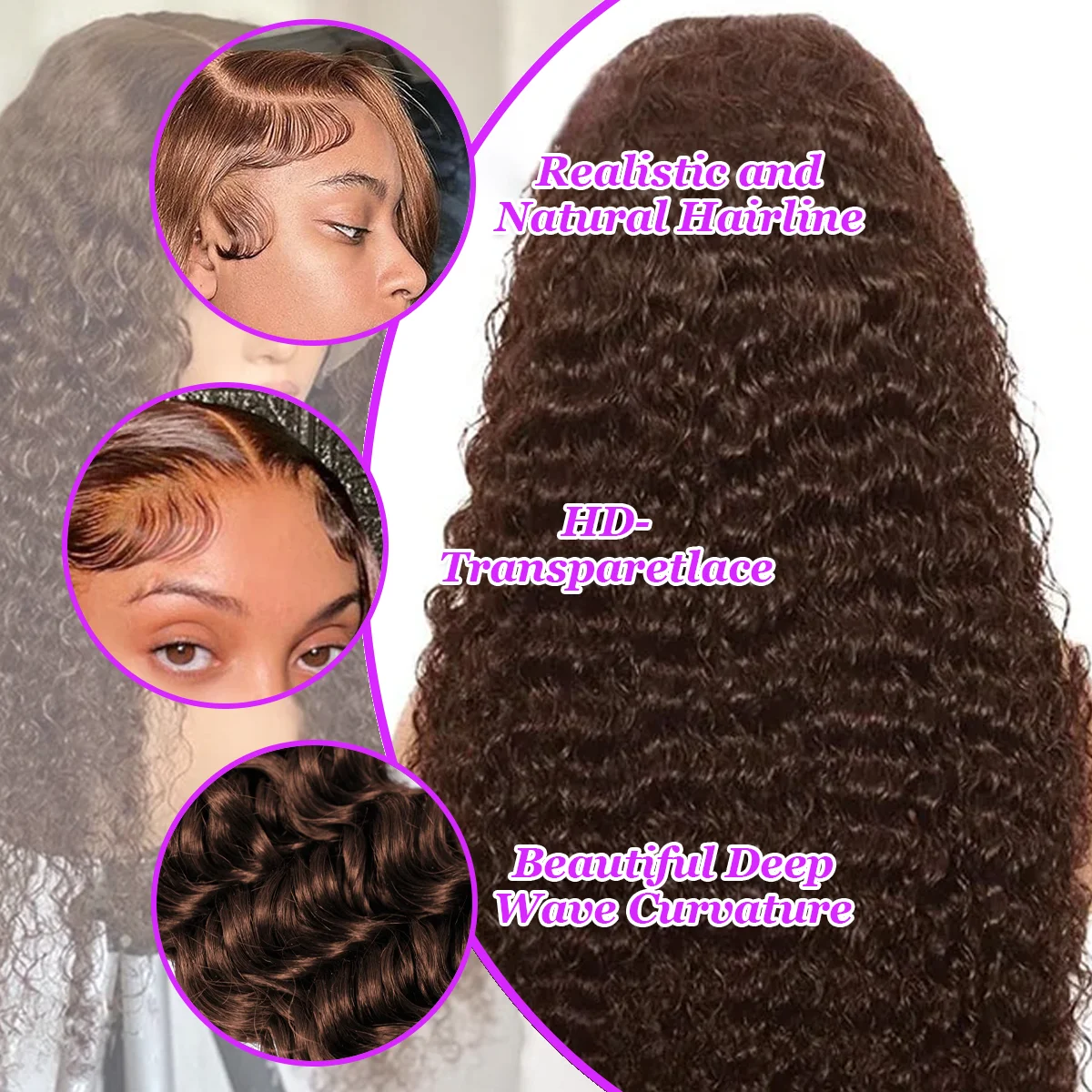 # 4 الشوكولاته البني 36 بوصة 220% الكثافة موجة عميقة 13x6 HD شفافة الدانتيل الباروكة الأمامية ريال البرازيلي خصلات الشعر المستعار الإنسان للنساء