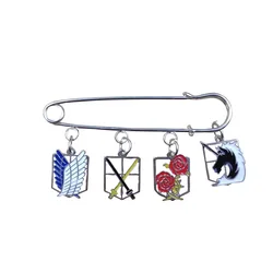 Cute Hot Anime Attack On Titan Four Legion Logos Brooch Pins Overcoat Sweater Badge Classic Casual Birthday Party Gift