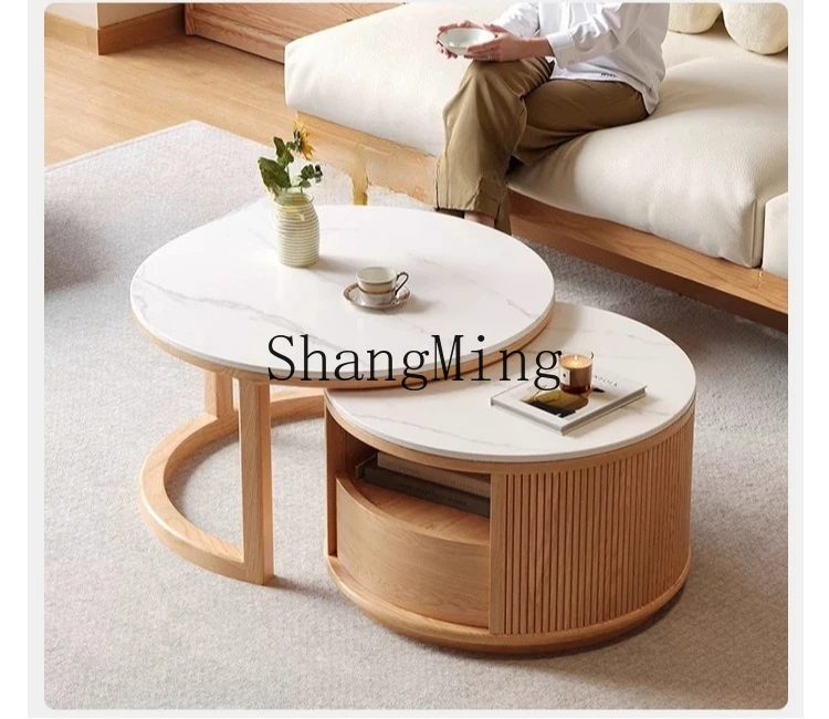 

ZYYrock slab coffee table living room household solid wood modern simple small apartment new combination tea table