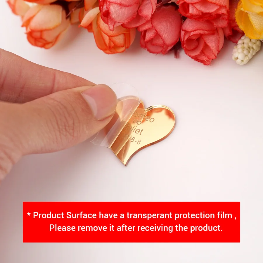 30szt Cute Hearts Shape Personalized Name Date Party Gift Home Decoration Acrylic Mirror Sticker Spersonalizowany wystrój pielenia