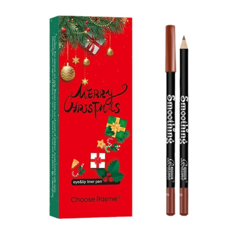 12-Color Christmas Lip Liner Set Waterproof and Long-lasting Non-stick Cup Matte Hook Lipstick Pen Set Makeup Matte Lipstick