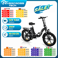 EVERCROSS TECH EK6 electric bikes for adults, foldable electric bike with 20 x wide tires, electric mtmtto