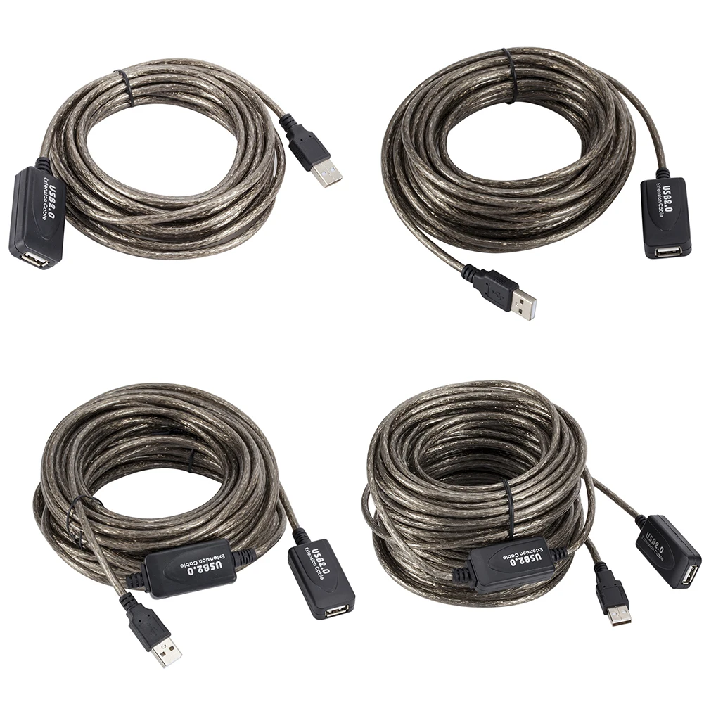 5/10/15/20m USB 2.0 Extension Cable Male to Female Active Repeater Extender Cord