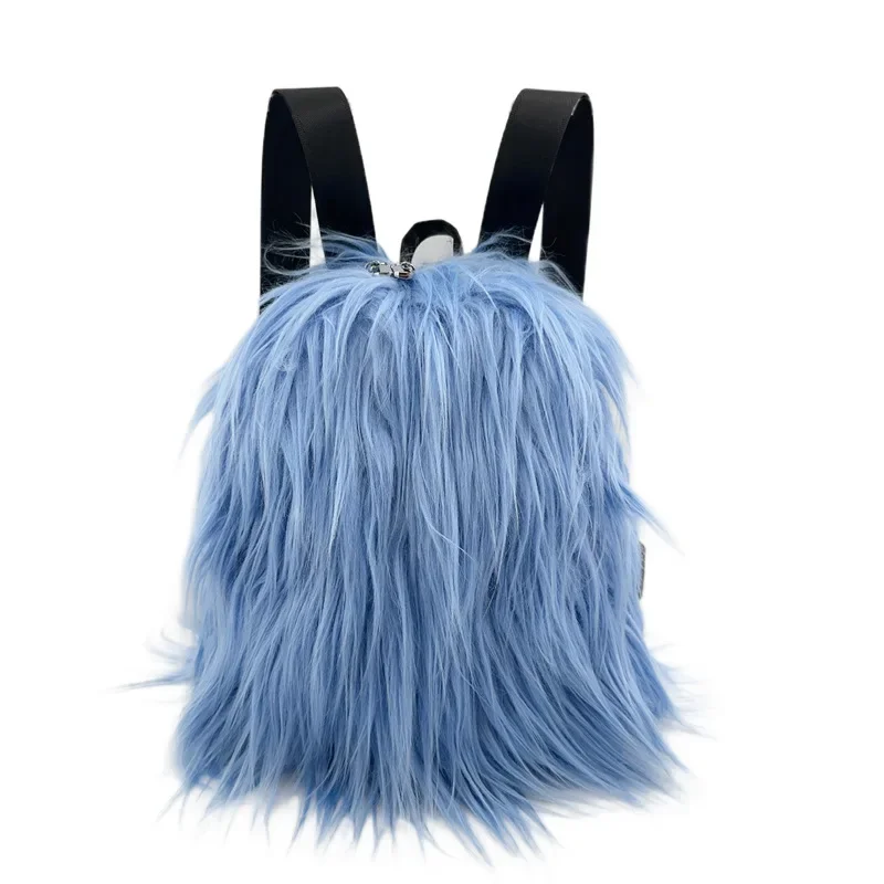 

Y2k Spice Girl Backpack Design 2024 Winter Long Plush Fringe Shoulder Bag Solid Color Fluffy Fake Fur Bag Bolsa Feminina