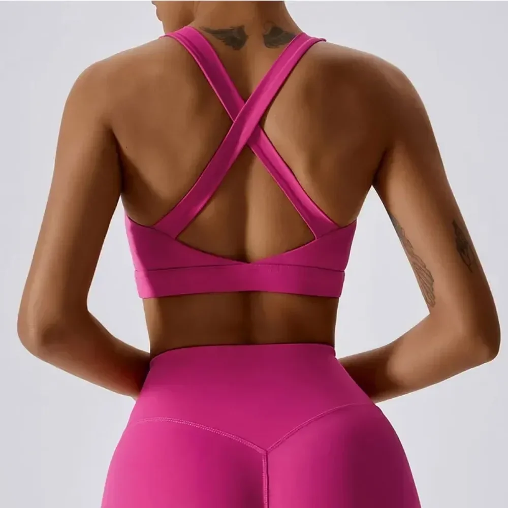 

Women Cross Strap Sports Bra Top Women Push Up Sport Bra Yoga Gym Crop Top Brassiere Fitness Top Sport Bra Breathable Bras