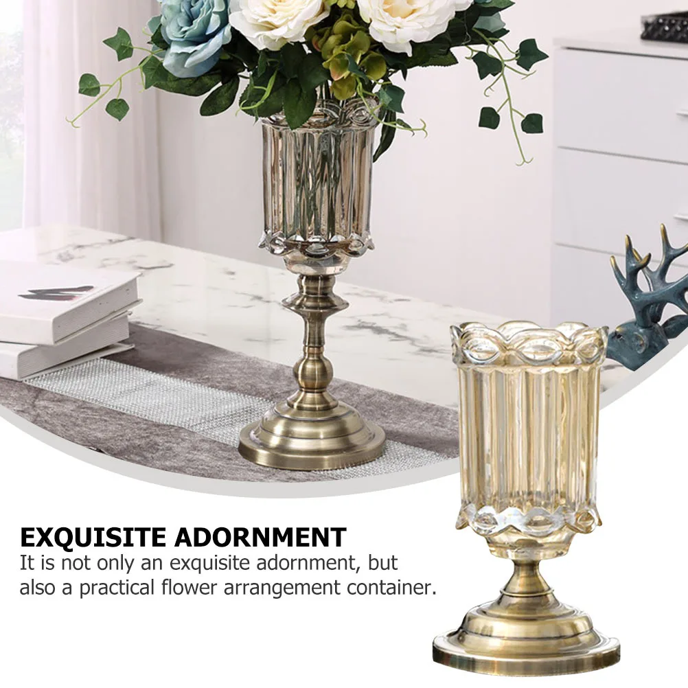 

1Pcs Crystal Glass Vase European Style Delicate Flower Arrangement Container Desktop Decorative Vase for Home Office