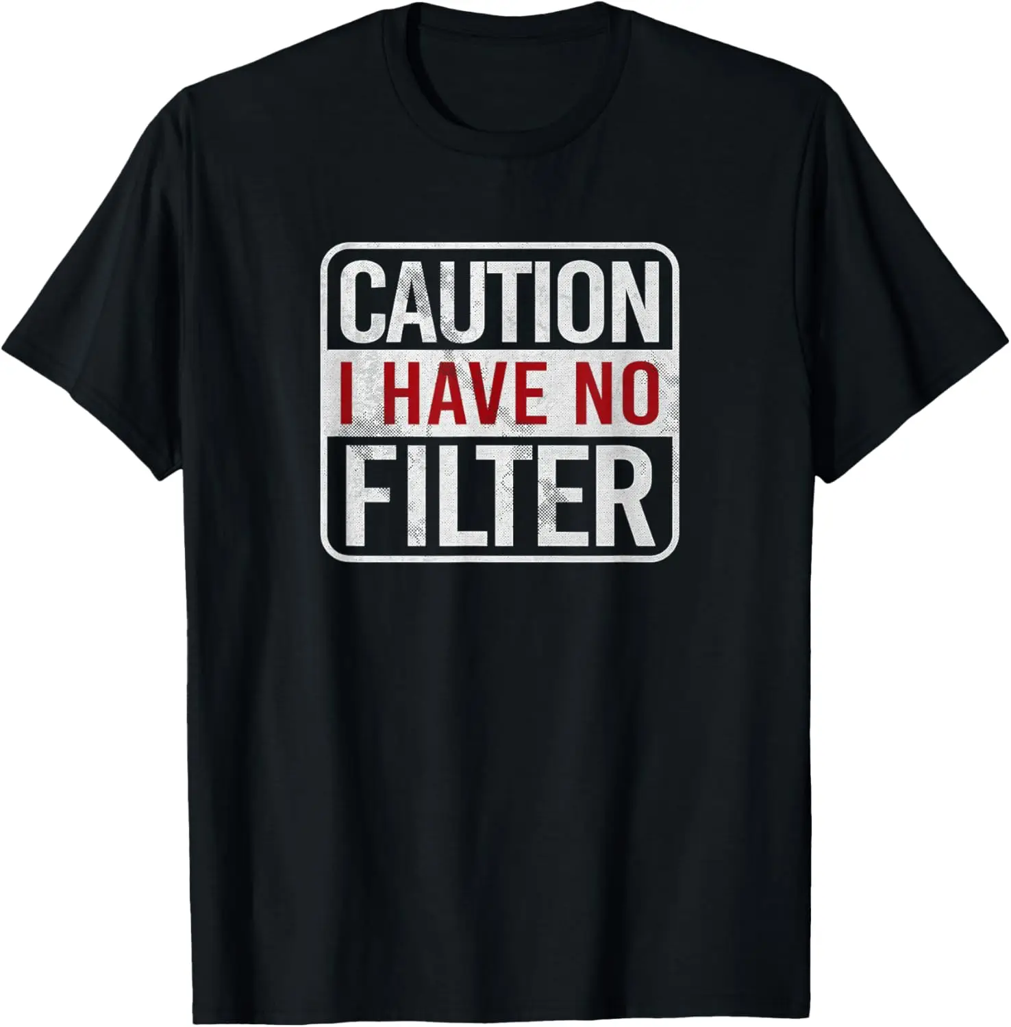 Caution I Have No Filter Funny Sarcastic Humor Short Sleeve T-Shirt 100% Cotton Trendy Y2K Short-Sleeve Tee-Soft, Quick-Drying,