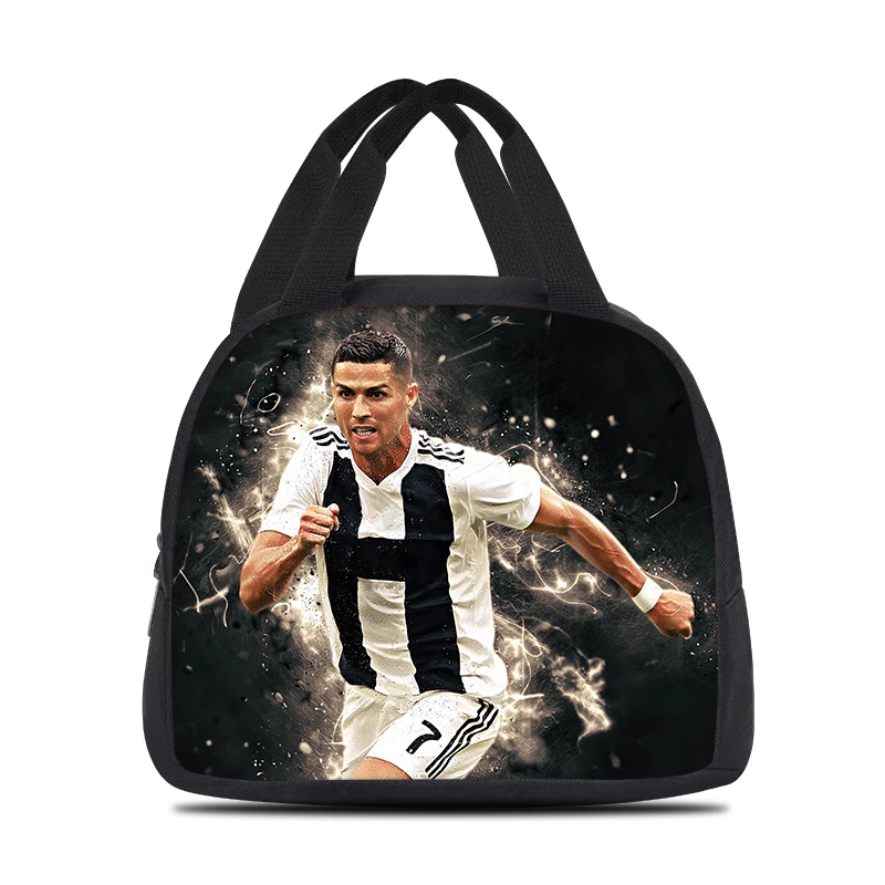 حقائب غداء رياضية رونالدو للأطفال CR كارتون حقائب نزهة مدرسية نجم كرة القدم للفتيات والأولاد حقائب تبريد عازلة للأطفال كبيرة الحجم #5
