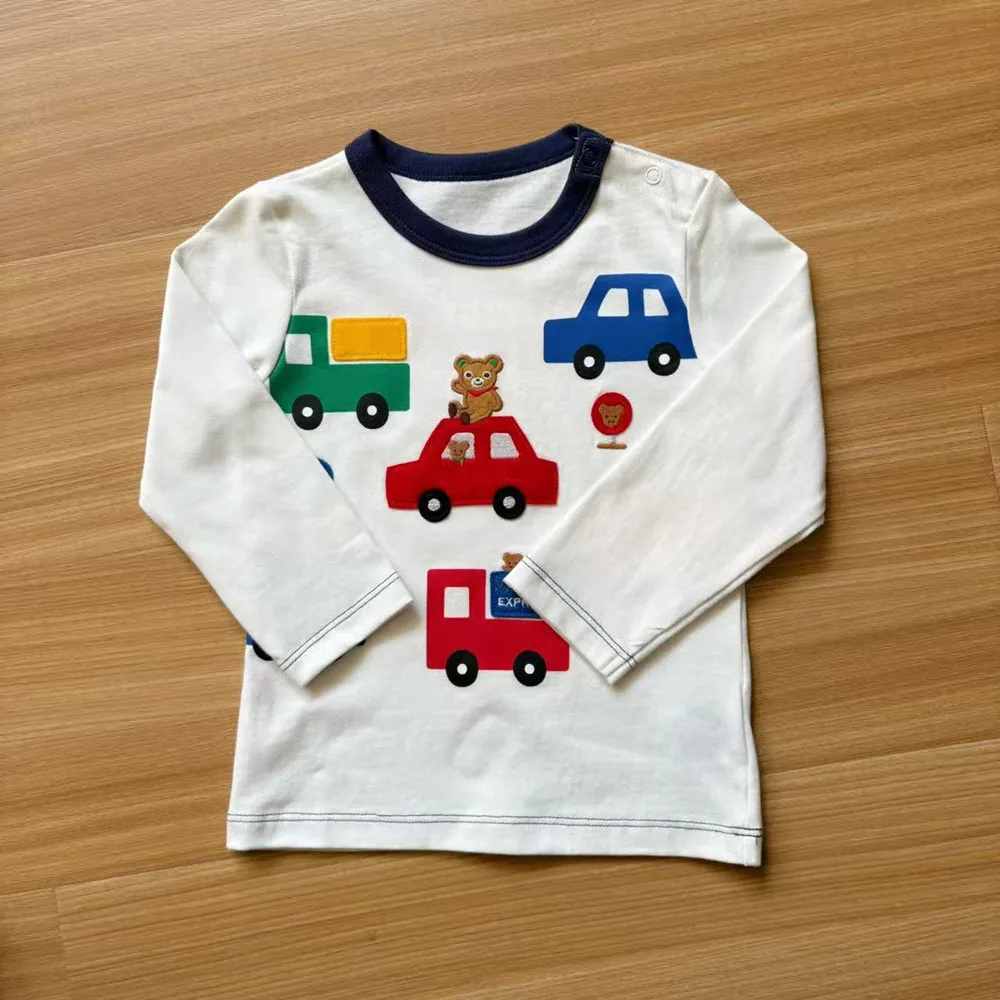 baby tops autumn cotton t-shirt baby girls clothes boys and girls Cartoon pattern sticker casual long sleeved T-shirt