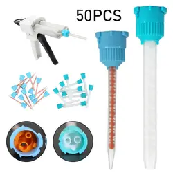 50PCS/Bag Dentistry Silicone Rubber Gun Conveying Mixing Head Disposable Silicone Rubber Mixing Head Dental Materials