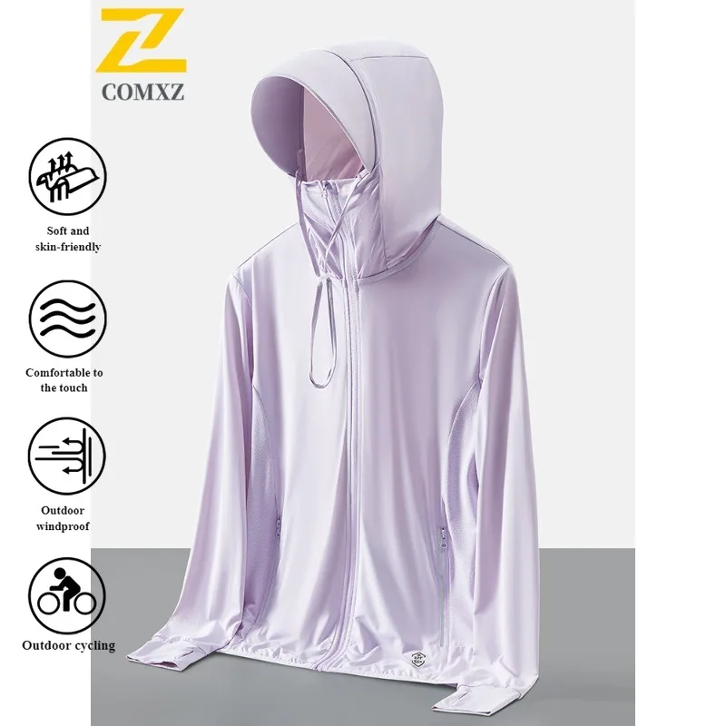 سترة بقلنسوة صيفية للحماية من الأشعة فوق البنفسجية للزوجين بعامل حماية من الأشعة فوق البنفسجية 50 + معطف جلد مع غطاء رأس أنيق قابل للفصل للرياضات الخارجية ملابس واقية من الشمس #6