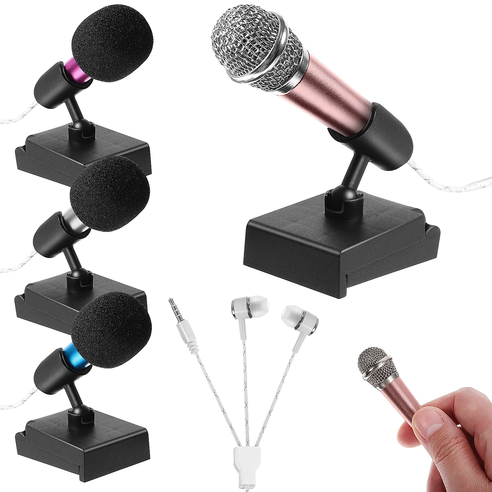 

4 Sets Mini Microphone Wireless Microphones Gaming Laptop Stand Headphones for Computer Covers Foam Tiny Small Car