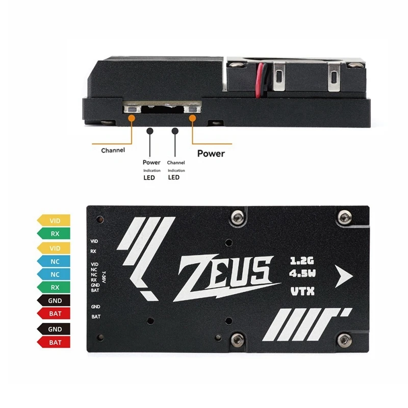 For HGLRC ZEUS 1.2G 4.5W VTX 8CH FPV Video Transmitter 25Mw/800Mw/4.5W For Long Range RC FPV Drone