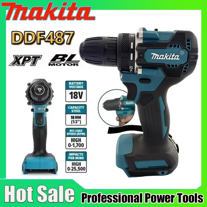 マキタ-ddf487-18v-ブラシレス電動ドリル、装飾チームの5ロープインパクトドリルに最適、18v-マキタバッテリーを使用。