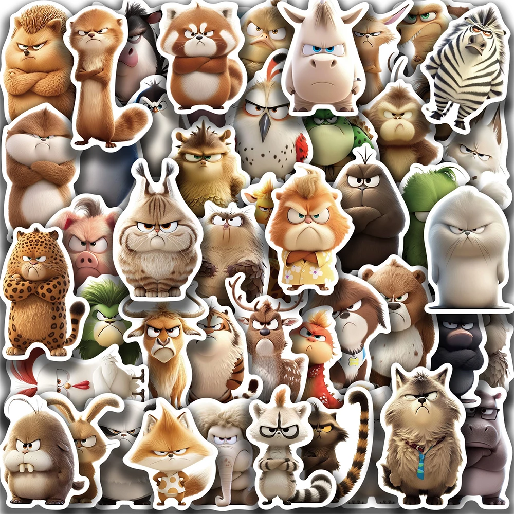 

10/30/50pcs Angry Funny Animals Cartoon Stickers Waterproof Graffiti Decals DIY Luggage Skateboard Phone Cute Decoration Sticker