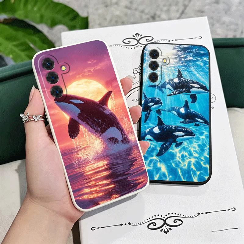 Orca Ocean Pattern Soft Phone Case For Samsung A17 A16 A15 A14 A13 A57 A56 A55 A54 A53 A37 A26 A25 A24 A23 A36 A35 A34 A33 Coupl