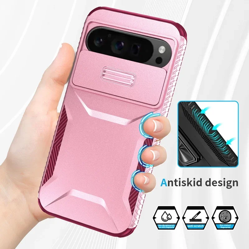 Case For Google Pixel 9 Pro XL Pixel9 Military Grade Antiskid Camera Lens Slide Cover Google Pixel 9 Pro Hard Cases Pixel9 Cover