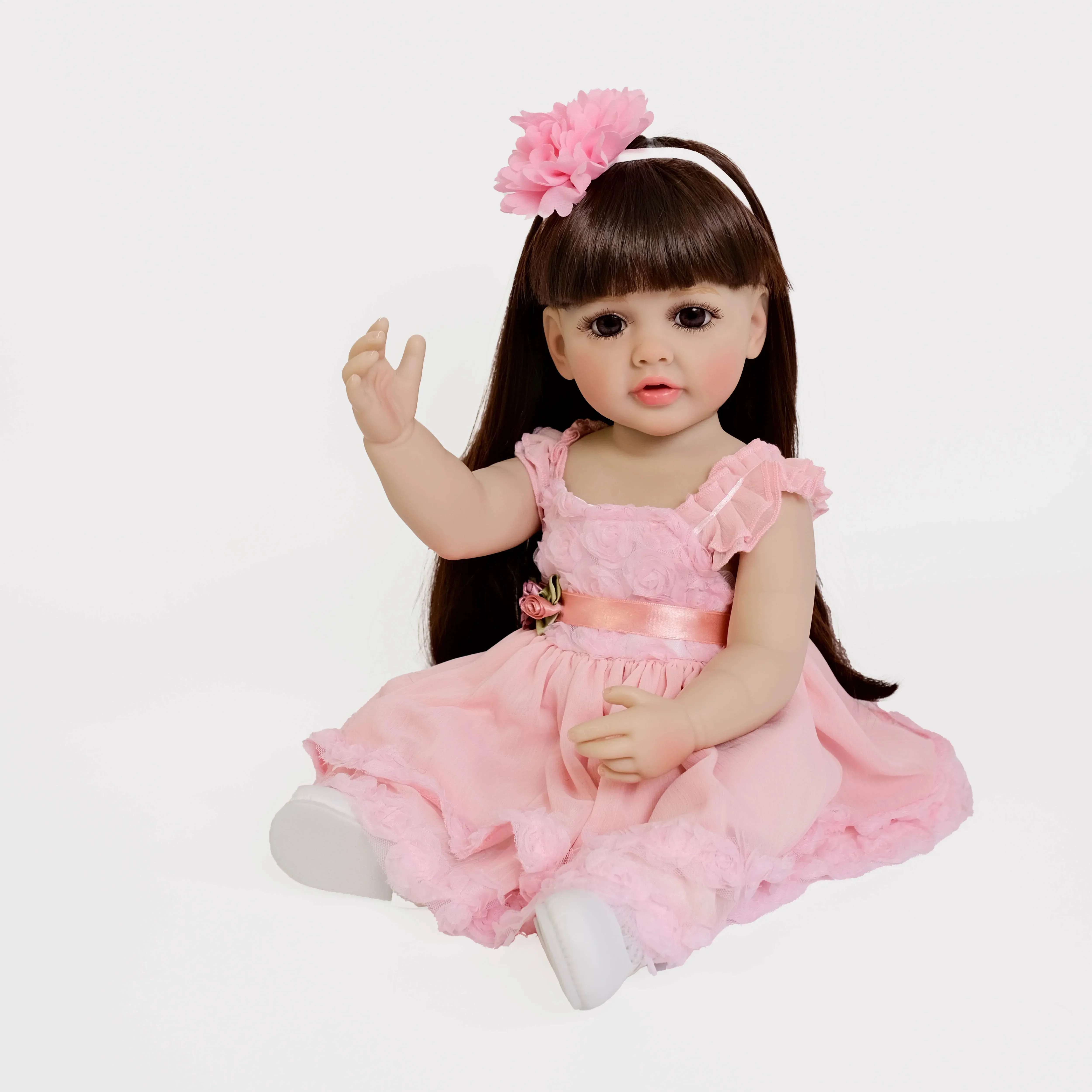 22inch Betty Full Body Girl Soft Silicone Vinyl Reborn Toddler 3D Skin Visible Veins Wig Hair Collectible Art Doll