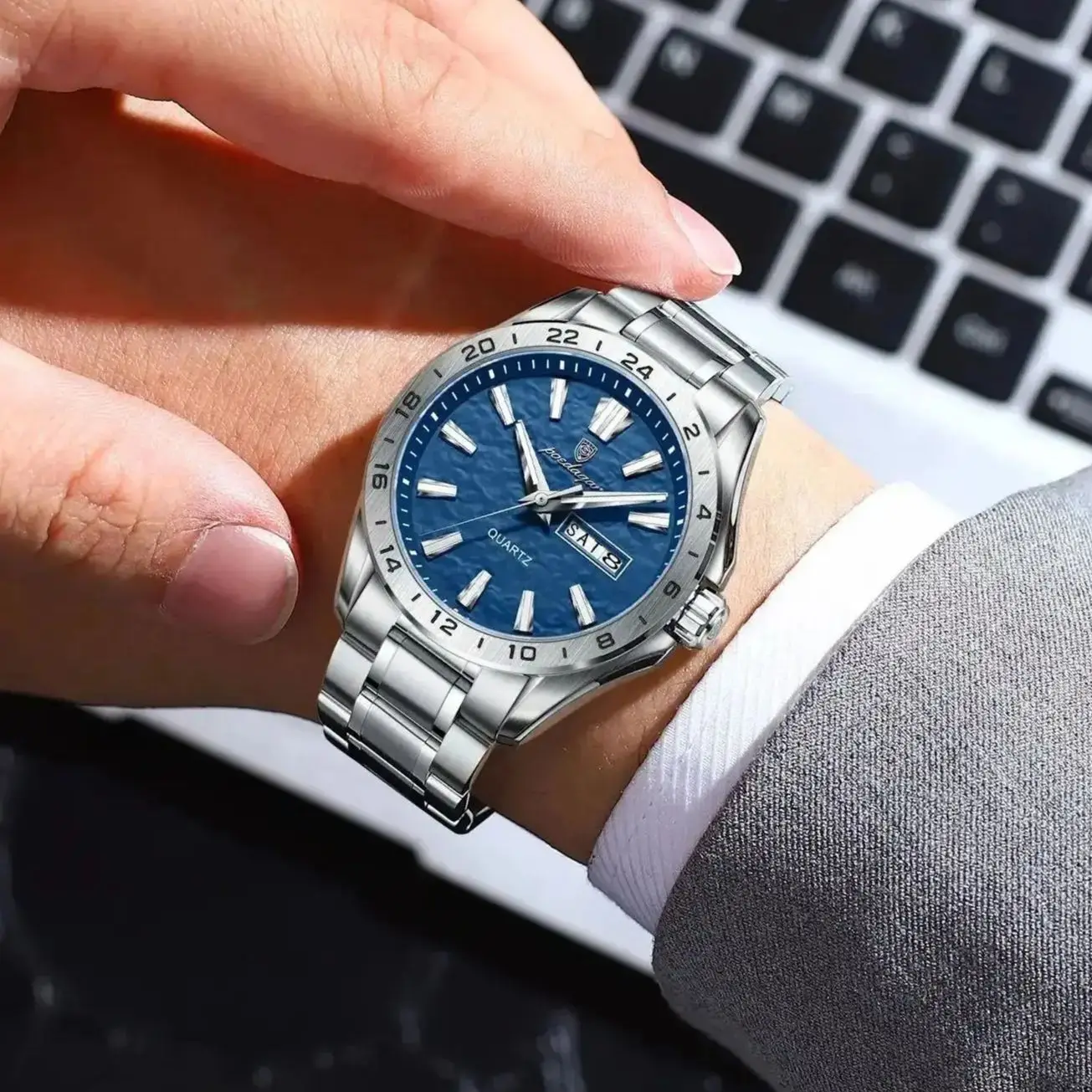 POEDAGAR الرياضة الفاخرة رجل ساعة اليد عالية الجودة مقاوم للماء ساعة مضيئة للرجال موضة تاريخ الأسبوع كوارتز ساعات رجالية Reloj #4