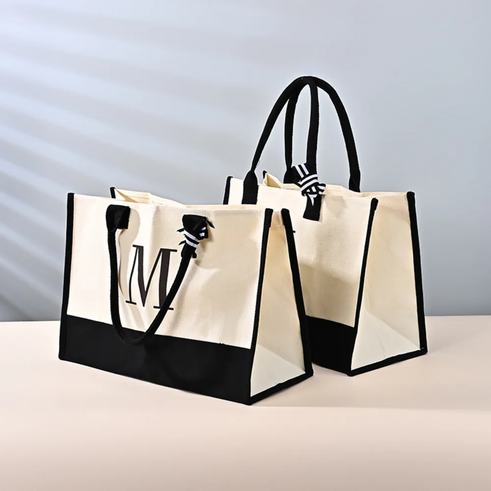 

Large Capacity Letters Tote Coated Canvas Bag Fashion Advertising Portable Shopping Bag Women's Large Handbag For Beach Travel