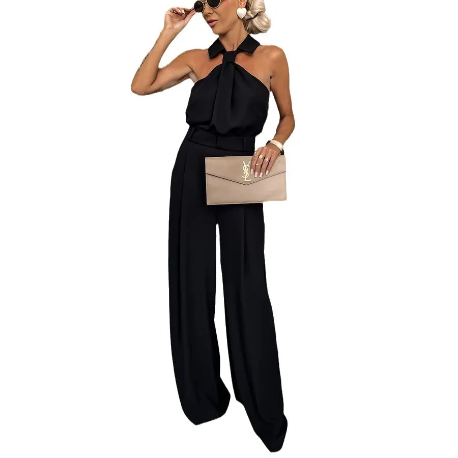 Mode Jumpsuit Dames Stijl Zak Mouwloze Patchwork Vakantie Jumpsuit Losse Casual Effen Kleur Jumpsuit