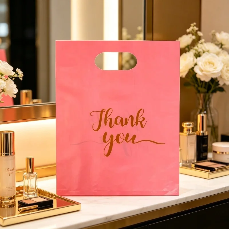 50/100PCS Thank You Gift Bags  Handbag Plastic Shopping Bag Shopping Boutique Stores Supermarket Clothing Store Birthday Party - view 6