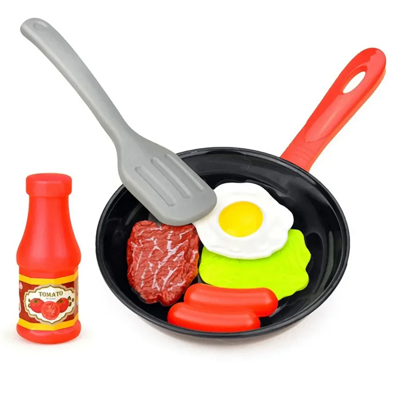 Finja fingir Playhouse Set para crianças, Baby Imitation, Stir-Fry Pan, DIY Kitchenware, Simulação Wok, Cozinha Food, Omelete Kids Toys, 8pcs