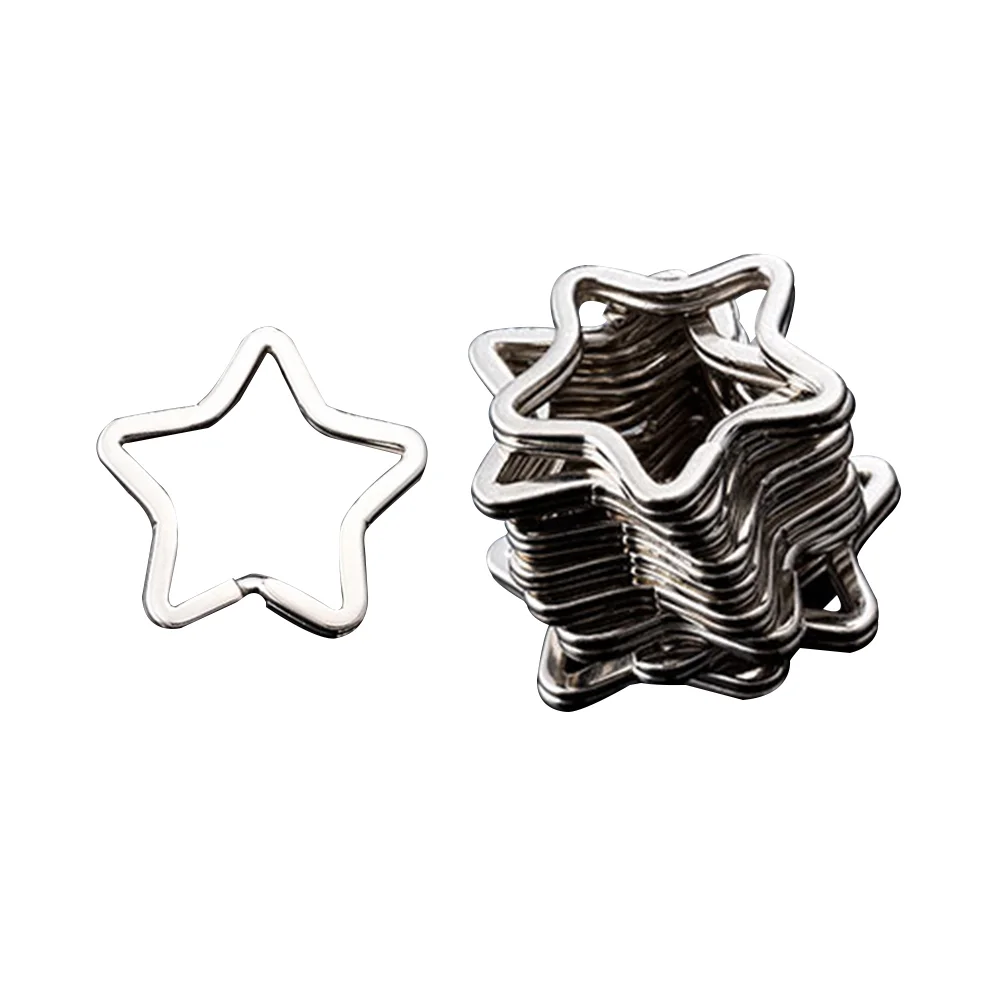 50 Pcs Pentagram Key Ring Keychain Connector Bulk Rings Star Charms for Keychains Split