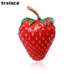 Oil Dripping Strawberry Brooch Enamel Alloy Fruit Brooch Cartoon Brooch Silk Scarf Buckle Brooch
