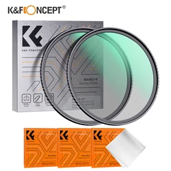 K & F Concept-juego de filtros de difusión de niebla negra, 1/4, 1/8, 52mm, 58mm, 67mm, 72mm, 77mm, 82mm, 18 capas de recubrimientos de agua y polvo