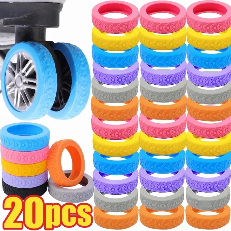 1/20pcs Thicken Wheels Protector Silicone Reduce Noise Wear Resistant Soft Simple Roller Protection Sleeve Suitcase Accessory