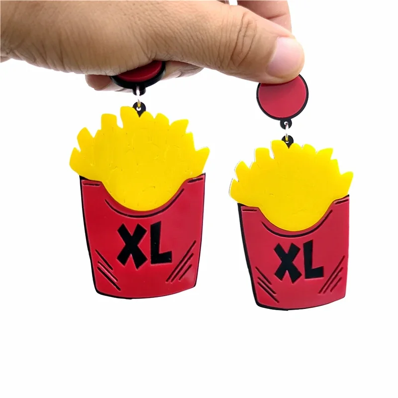 French Fries Drop Earrings for Women Fashion Jewelry Interesting Acrylic Accessories