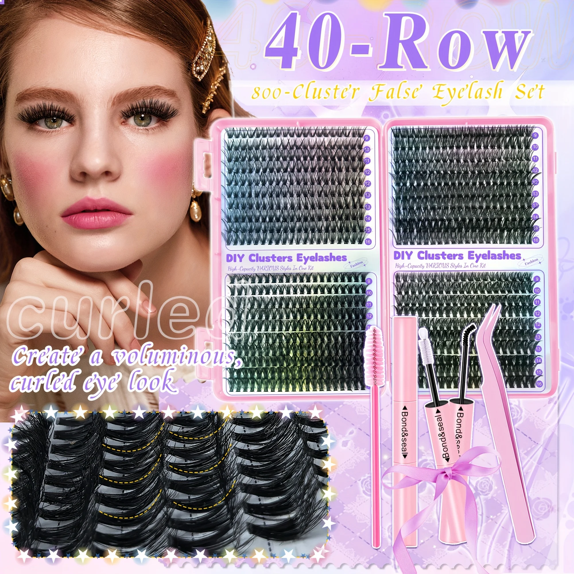30D40D50D60D Mixed styles, 9-16mm Mixed lengthsD Curved Vacation Lash Sets Suitable for all kinds of festivals and stages.