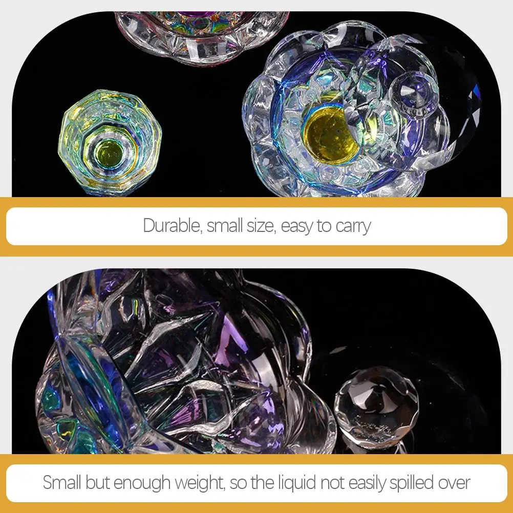 Soporte de polvo acrílico de cristal, recipientes de taza octogonal, tazón de belleza para uñas líquida, mezcla, 2 uds.