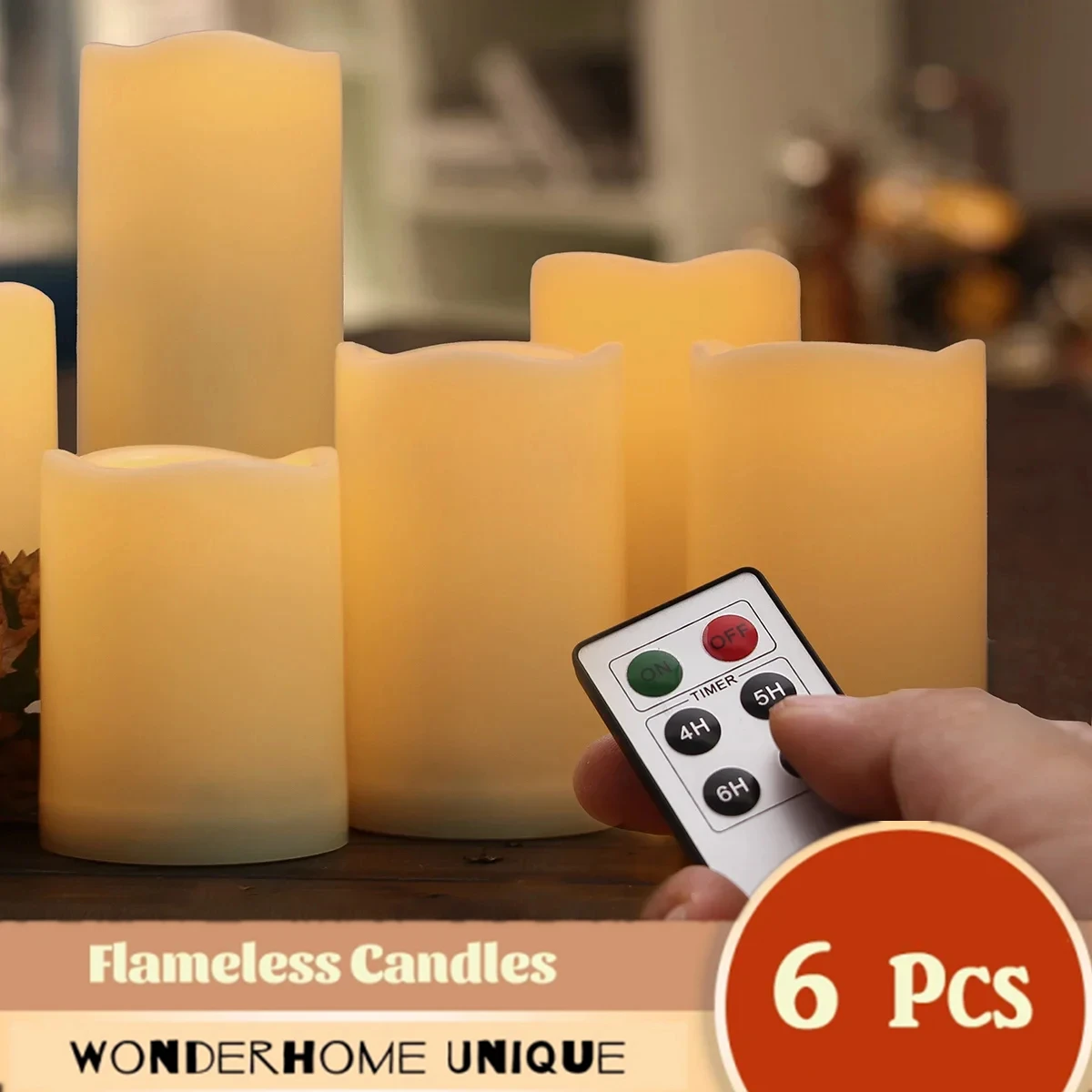 6Pcs Flameless LED Candles with Remote Control Timer Battery Operated  Flickering Candle for Home Party Wedding Christmas Decor