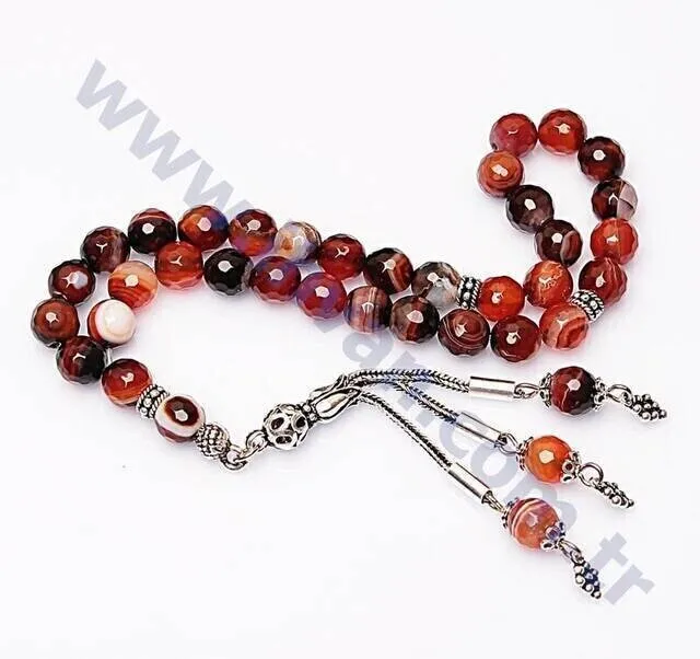 IQRAH Agate Stone Rosary (925 SETTING SILVER 8mm)