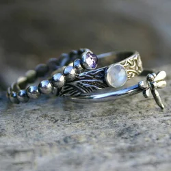 New Punk Style Retro Ring Fashion Creative Animal Dragonfly Jewelry Men's Ring Versatile Daily Party Accessories