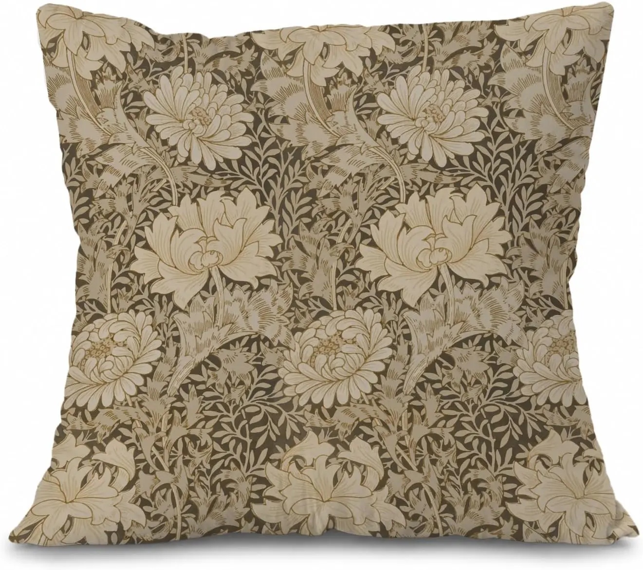Elegant Damask Floral Pillowcase Cushion Cover Beige Botanical Print Decorative Throw Pillow 45x45cm Home Decor