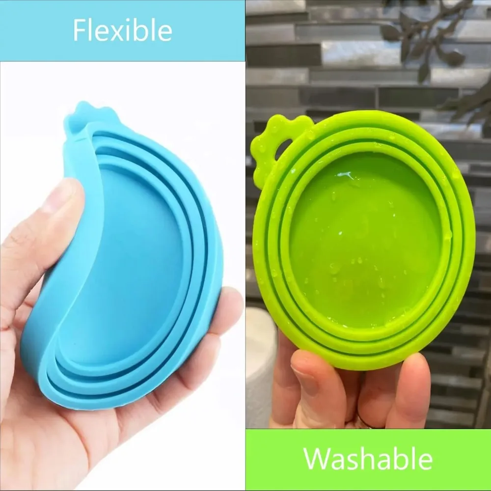 4 Pack Pet Food Can Cover Silicone Can Lids for Dog and Cat Food(Universal Size, One Fit 3 Standard Size Food Cans)Pet Supplies