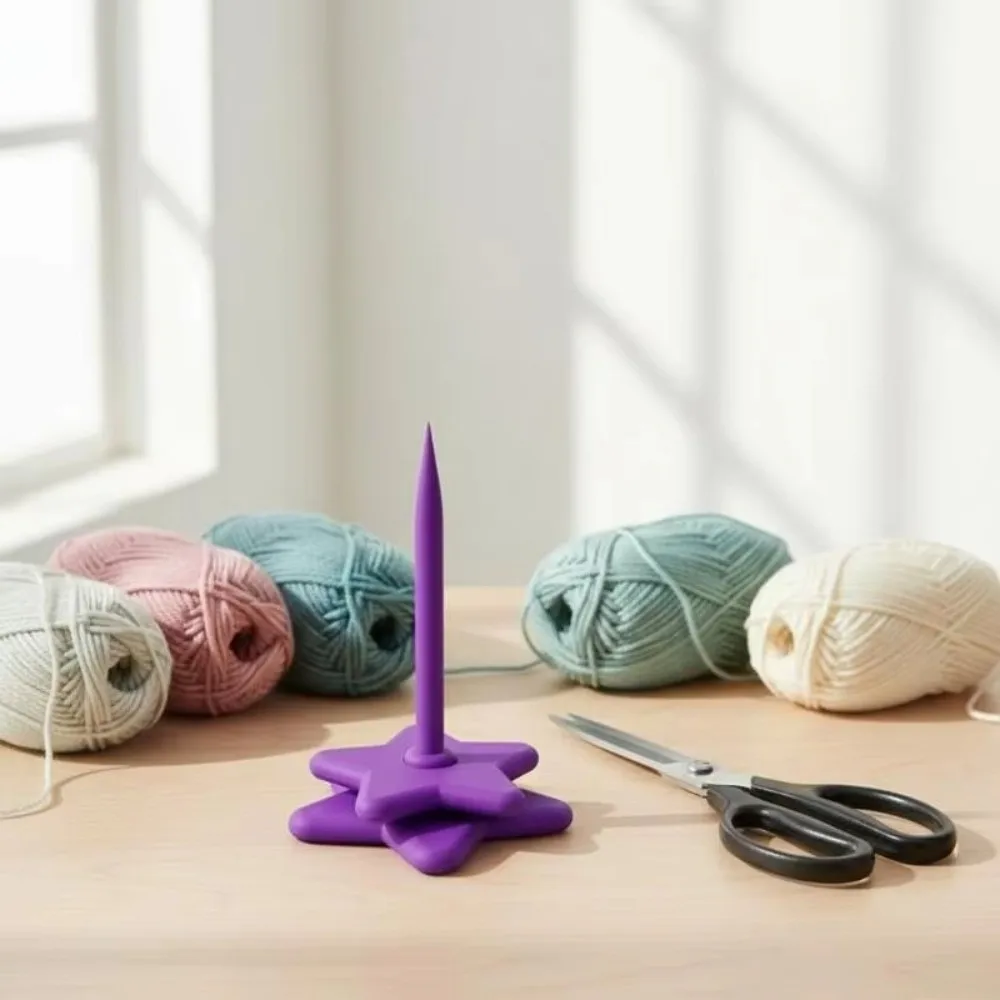 3D Printed Portable Wrist Yarn Holder Anti-slip Base Star Shaped Wool Ball Winder Elevated Ball Dispenser Thread Spool Holder