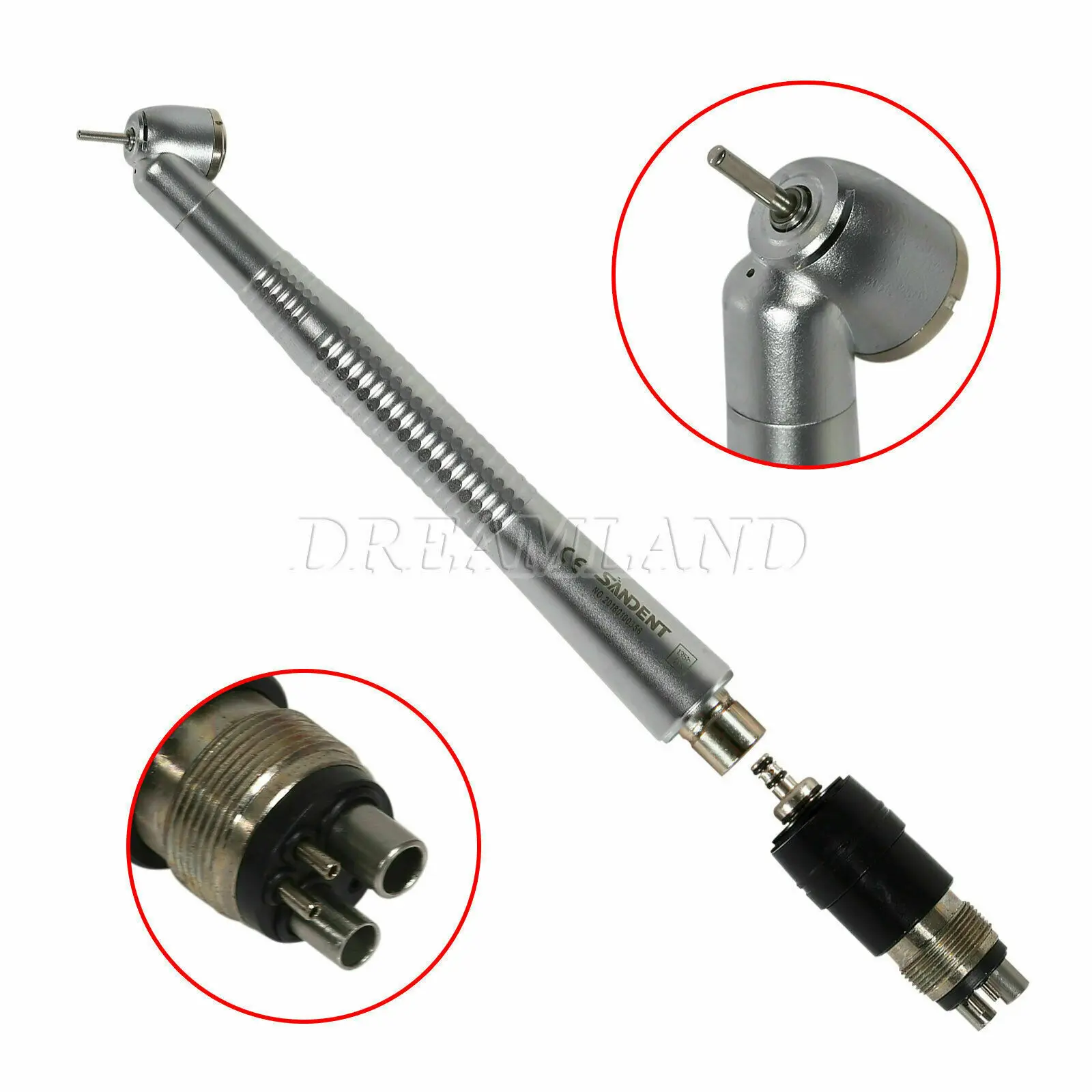 

45 Degree Dental High Speed Handpiece 4Hole Quick Coupler Coupling Fit NSK